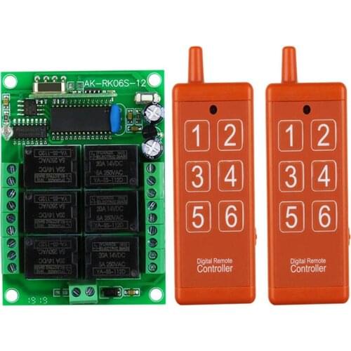 433MHZ Universal Wireless Remote Control smart Switch DC12V 6CH Relay Receiver Modul RF Remote controller with usb interface