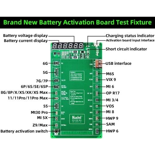 Battery Quick Charging Activation Board Test Fixture for iPhone 11pro Max-5S for Samsung Xiaomi Huawei MT30 Pro Z9 Max Android
