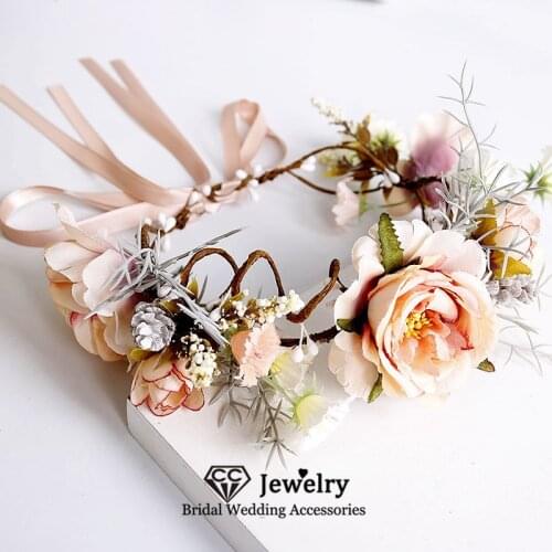 CC Flower Hairbands Wedding Hair Accessories for Women Engagement Hairwear Bridal Tiaras Jewelry Charms Vacation Corolla 58396