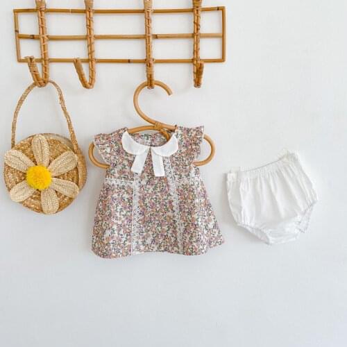 Baby Dress Set Floral Summer 2021Newborn Baby Clothes Girls Dress + Shorts 2Pcs Outfits Infant Girl Top Bow Toddler Clothes Set