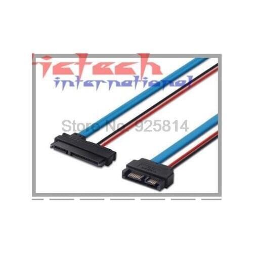 By dhl or ems 100pcs SATA Cable Serial ATA 22Pin 7+15 Female to Slimline SATA 13Pin 7+6 Male Connector Converter 30CM