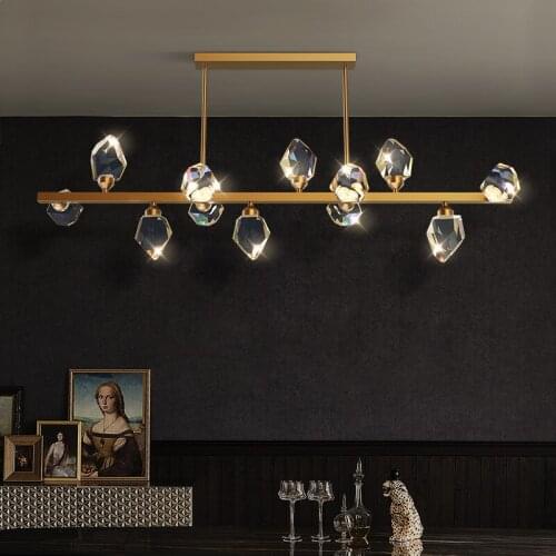 Designer all-copper Nordic light luxury simple restaurant creative personality living room aisle bar crystal chandelier