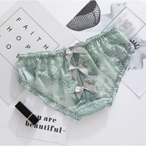 Womens Underwear Sexy Lace Hollowing After Crossing Bow Knots Low Waist Seamless Hip Wrap Panties