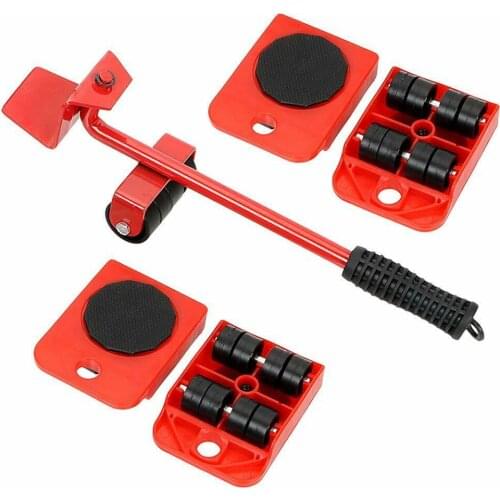 Furniture Mover Tool Set Furniture Transport Lifter Heavy Stuffs Moving Tool 4 Wheeled Mover Roller+1 Wheel Bar Hand Tools Set