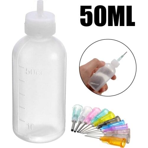 1pcs 50ml Solder Flux Needle Tip Dispenser Bottle with 11pcs Needles Blunt Tips for Dispenser Rosin Solder Flux Paste