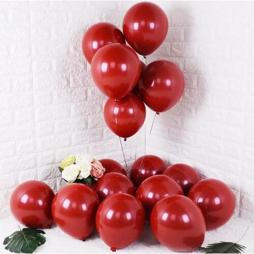 GIHOO 10PCS 20PCS 50PCS 5inch 12inch Rudy Red Glossy Metal Pearl Latex Balloons Chrome Metallic Color Wedding Party Decor