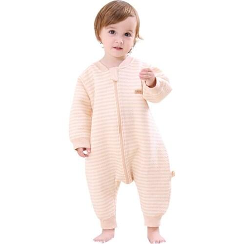 Air Colored Cotton Baby Sleeping Bag, Long-Sleeve Rompers For Newborns Kids Plit Leg Sleepsacks Thick Type 0-24M