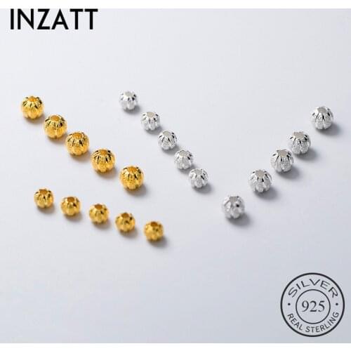 INZATT 2 Pieces/Lot Real 925 Sterling Silver Round Beads Bracelet Charms Wholesale Dropshipping Handmade Of DIY Accessories