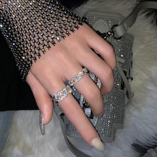 Trendy Index Finger Ring Adjustable Shinny Geometric Opening Rings Micro Pave Female Ring Fashion Jewelry Party Accessories
