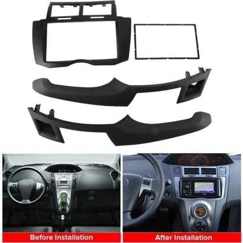 Car Radio Fascia Trim Kit, 2 Din Dash Panel DVD Frame Install Kit for Toyota Yaris Vitz Platz 2005 2006 2007 2008-2011