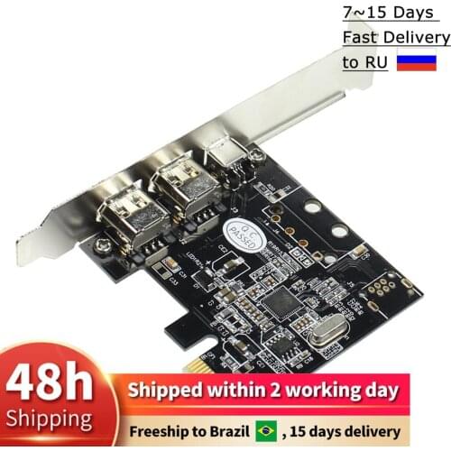 Computer PCIe Combo 3 Ports 1394A 1x 4Pin 2x 6Pin Expansion Card PCI-E to IEEE 1394 Adapter Controller for Firewire Desktop PC
