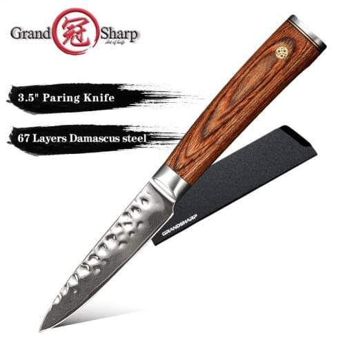 Grandsharp Damascus Kitchen Knife Japanese Steel Paring Knife vg10 Kitchen Knives Vegetable Fruits Kitchen Tools Stainless Steel