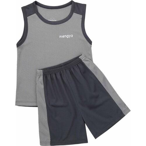 2Pcs Kids Girls Boys Summer Basketball Vest T-shirt Shorts Breathable Net Sport Suit Unisex Casual Running Football Sports Set