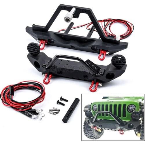 Metal Front Rear Bumper with LED Light Set for 1/10 RC Crawler Axial SCX10 & SCX10 III Traxxas TRX4 Redcat Gen8