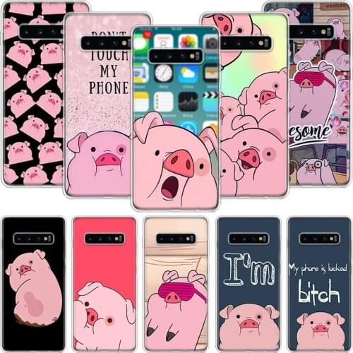 Cute Pink Pig Funny Phone Case For Samsung Galaxy S10 S20 S21 S9 S8 S7 Note 10 20 9 8 FE J4 J6 Ultra Plus Lite Pro + Edge Cover