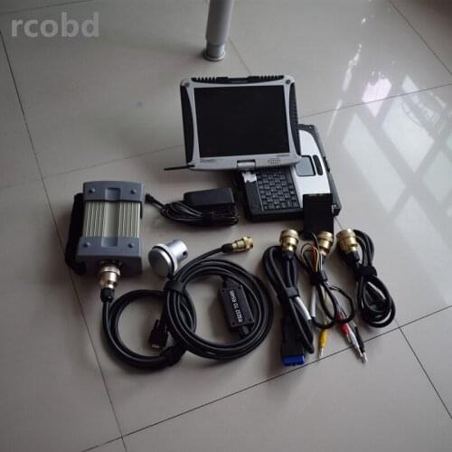 Mb star c3 multiplexer with cables star diagnosis with software hdd 120gb with laptop cf19 touch screen ready to use