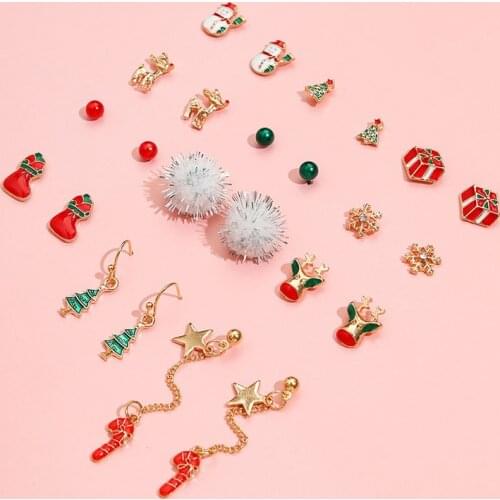 YADA 12 PCS Fashion Christmas Stocking present Earring Set Statement Crystal Elk Earring For Women Jewelry ins Earrings ER200186