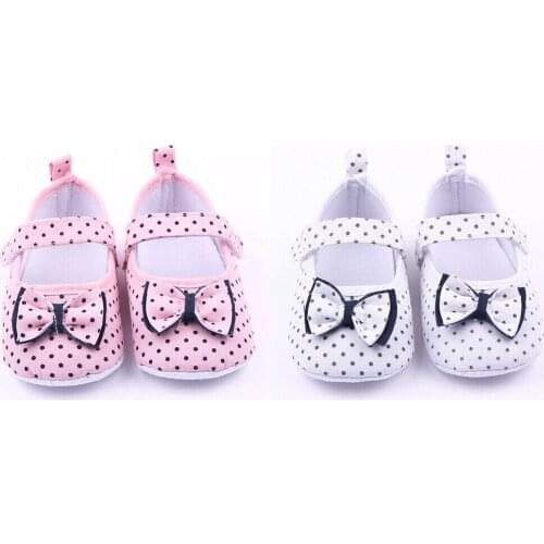 Toddler Boy Girl Anti-slip Sole Crib Shoe Bowknot Dot Print Casual Sneaker Newborn For 3-12Months