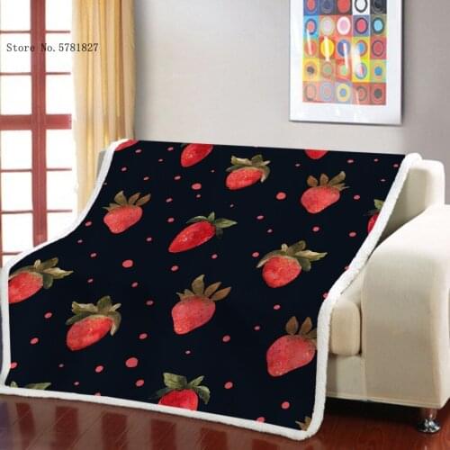 Peach Strawberry Sherpa Blanket 3D Print Tiger Leopean Weighted Blanket Green Plants Throw Blanket Nap Office Sofa Soft Blanket