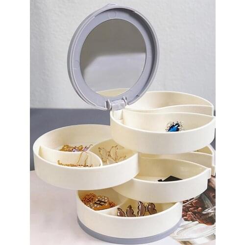 Gift Box 360 Rotatable Jewelry Box 4-layer Storage Boxes Necklace Earrings Organizer Jewelry Holder Jewelry Display Showcase