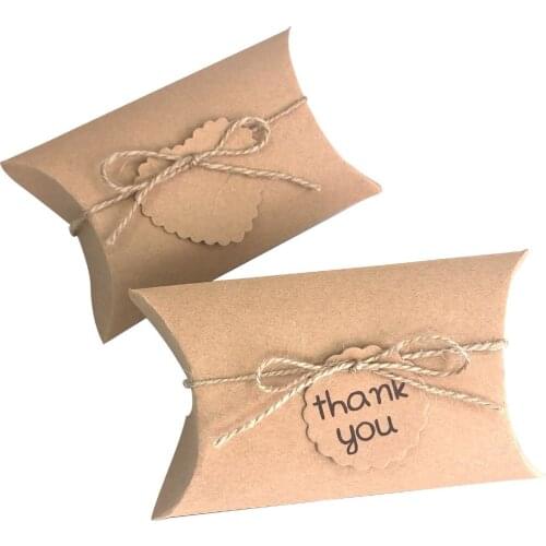 Gift Box Thank You Wedding Candy Box Kraft Paper DIY Pillow Box Wholesale Mothers Day Party Favors Boxes Packaging Baby Shower