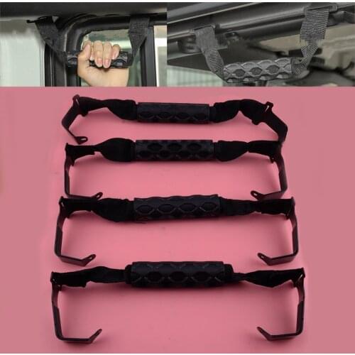 CITALL 4Pcs Front&Rear Top Roof Roll Bar Grab Handles Fit For Jeep Wrangler JL Gladiator JT 2018 2019 2020 82215523 82215524
