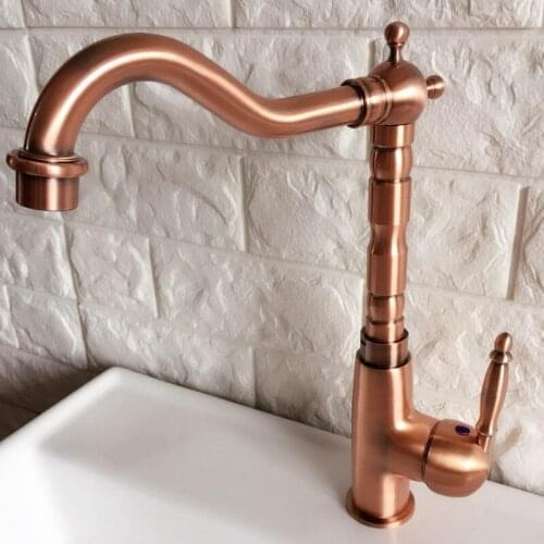 Swivel Spout Water Tap Antique Red Copper Single Handle Single Hole Kitchen Sink & Bathroom Faucet Basin Mixer Tap anf413