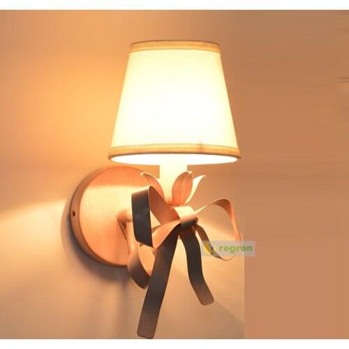 Princess pink Ribbon wall Sconce children room Wall Lights kids lighting wedding Indoor iron wall lamp bedside lamp Led Arandela