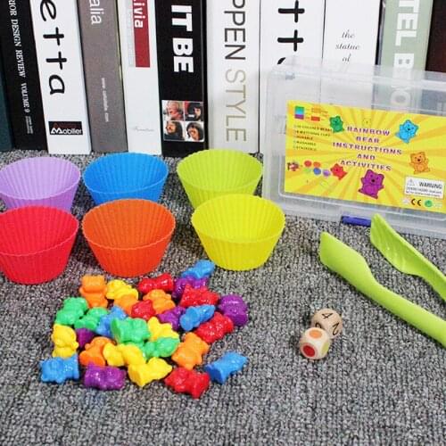 Rainbow Muffin Cup Six Color Bear Children Learning Educational Toys Mathematics Montessori Teaching Toy Gifts for 4-6 Years old