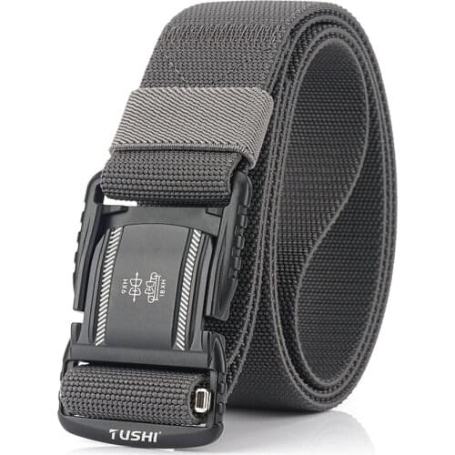 Elastic Men Belt Alloy Magnetic Buckle Outdoor Working Tactical Belt For Jeans Pants Casual Stretch Overalls Male Waist Belt New