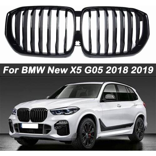 1Pair Glossy Black Front Kidney Grille For BMW X5 G05 2018 2019 Front Grilles Car Styling Auto Parts