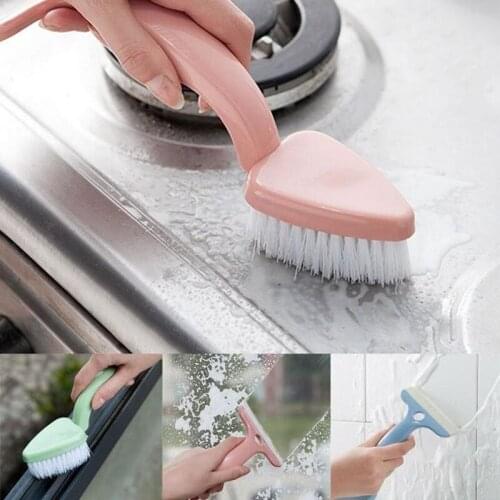 2-in-1 Double-Head Cleaning Brush T-Head Glass Window Scraper Multifunction Bathroom Kitchen Floor Brushes
