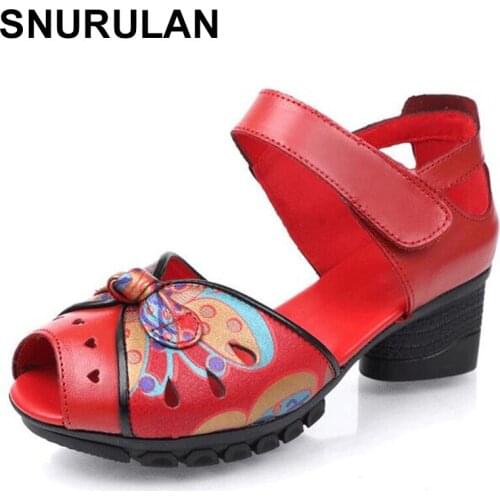 SNURULAN Shoes Women Sandals 2020 Women Shoes Thick Heels Women Sandalias Peep Sandals Ladies Shoes Women