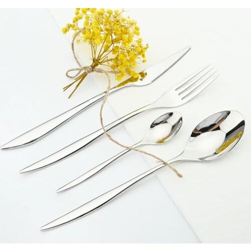 304 Stainless Steel Cutlery Set Steak Knife Fork Tea Spoon Dinnerware Set Mirror Western Tableware Flatware Kitchen Silverware