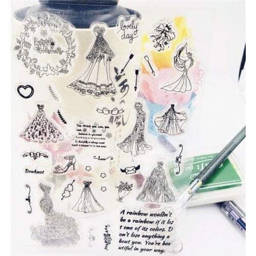 Wedding Dress Silicone Clear Seal Stamp DIY Scrapbooking Embossing Photo Album Decorative Paper Card Craft Art Gift Retailsale