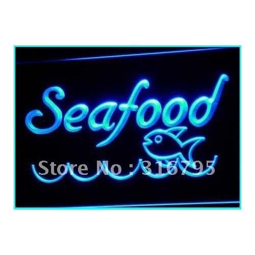 I070 Seafood Restaurant Fish Display LED Neon Light Light Signs On/Off Swtich 20+ Colors 5 Sizes