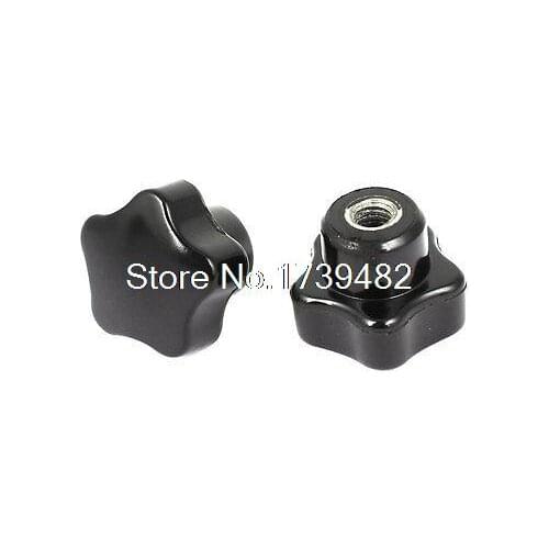 6mm Dia Thread Plastic 25mm Star Head Screw On Type Clamping Knob Grip 2 Pcs