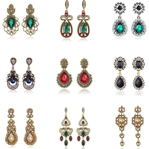 Multi styles Bejeweled Vintage Earrings for Women Crystal Long Drop Bridal Wedding Earrings Fashion Jewelry Accessories