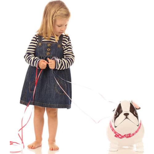 1pcs Cartoon Animal Helium Balloon Walking Pet Bull Dog Foil Balloon Birthday Party Decoration Air Balloons Kids Classic Toys