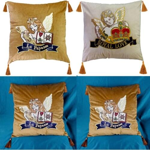Embroidery Angel Pillow Case Cushion Cover Sofa Party Home Decoration 45x45cm PC6