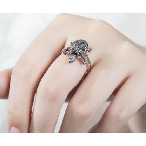 Punk Ring Jewelry Of 925 Thai Silver Tortoise Womens Unusual Cool Stuff Gift