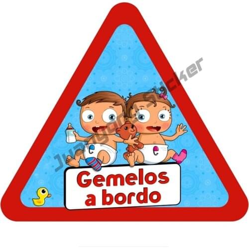 Funny Colorful Fine Decal Twins on Board Car Sticker Creative Bumper Truck Yacht Speedboat Waterproof Decal Styling KK14x13cm