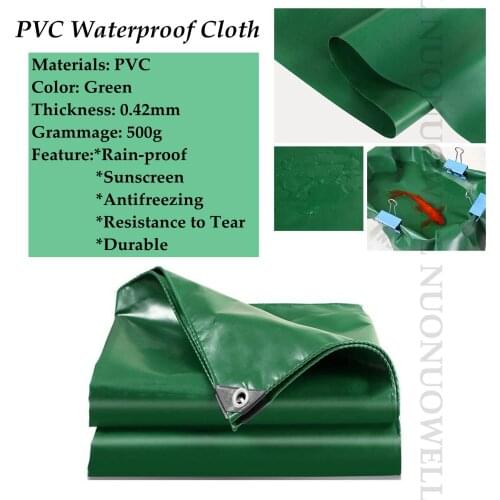 Customize Size Green 0.42mm Double Sided PVC Waterproof Thicken Tarp Tarpaulin Rainproof Truck Car Cover Outside Shading Cloth