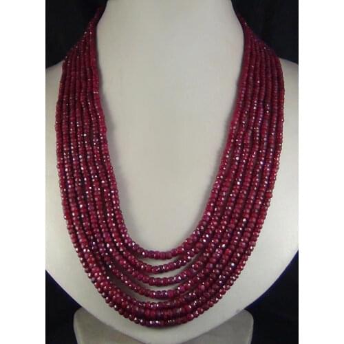 Womans 7rows 2x4mm natural red blue stone faceted beads necklace Fashion jewelry