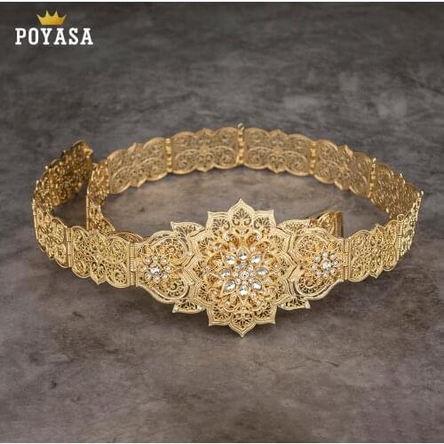 Luxury Gold Color Women Belt Chain Metal Waistband Jewelry Long Adjustable Length Wedding Buckle Waist Belts 2019 free shipping