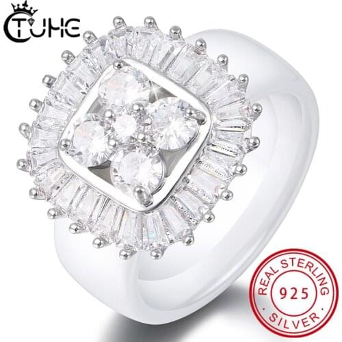 2019 Fashion Women Rings Elegant Temperament Jewelry Womens Girls White S925 Silver Rhinestone Filled Wedding Ring ChristmasGift