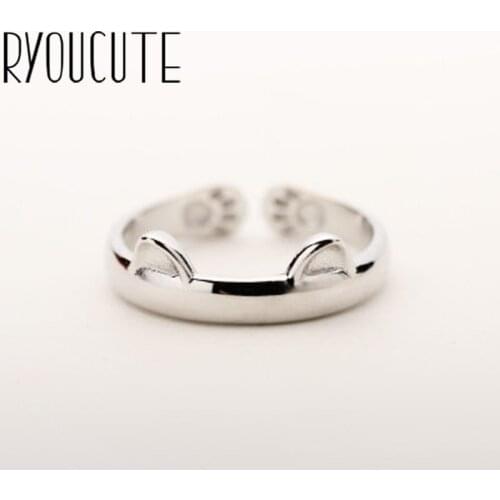 Punk Vintage Silver Color Cat Rings for Women Gifts Ladies Finger Rings Statement Jewelry Wholesale