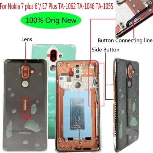 100% Orig New 6" For Nokia 7 plus E7 Plus TA-1062 TA-1046 TA-1055 Rear Back Door Housing Battery Cover with lens