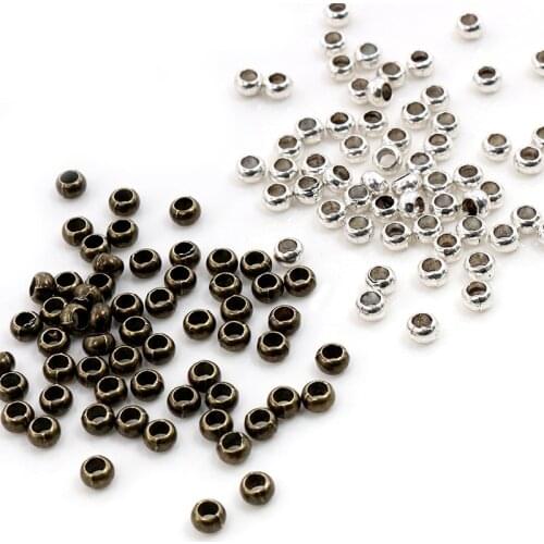 100pcs/lot Antique Silver Plated Ball Crimp End Beads Dia 5mm Stopper Spacer Beads For Diy Jewelry Making Findings Supplies