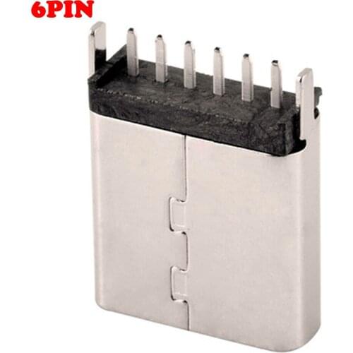 100pcs/lot USB3.1 6 PIN Vertical 10.0 Type C Connector jack Charging Dock port Plug Socket Female jack For Xiaomi Huawei Samsung